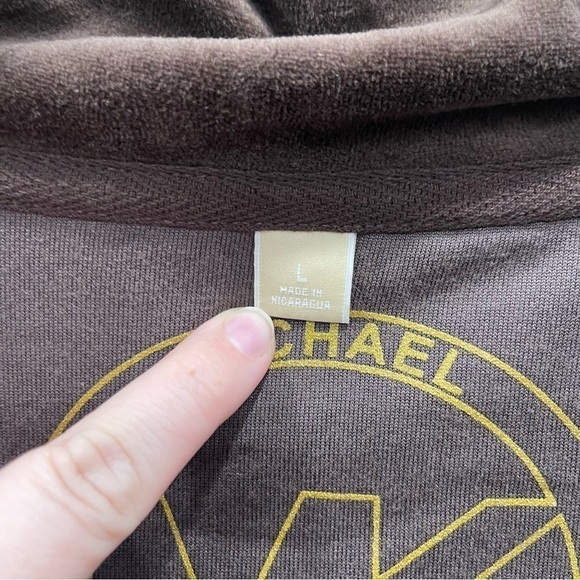 Michael Kors Brown High Neck Full Zip Velour Tracksuit Sweatshirt Large - Picture 6 of 9